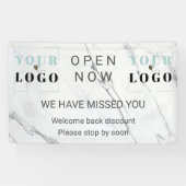 Aangepast open nu Business Logo Marmer Outdoor Spandoek (Horizontaal)