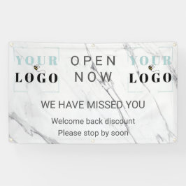 Aangepast open nu Business Logo Marmer Outdoor Spandoek