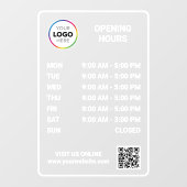 Aangepast openingsurenbord winkel - Logo + QR-code Raamsticker (Vel)