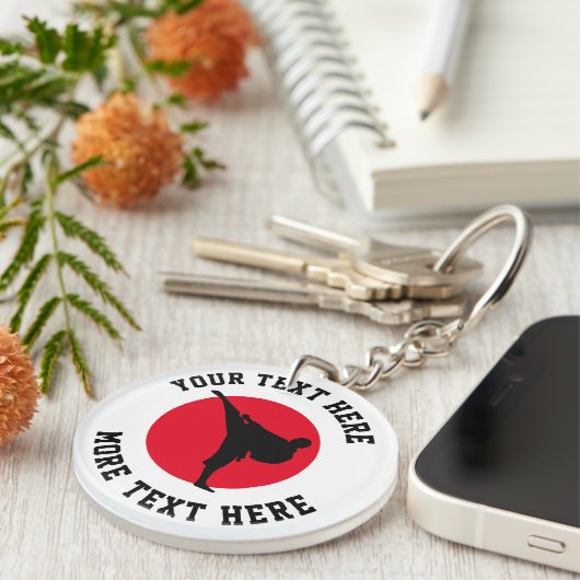 Aangepast opkomend zonnevechtkunst karate silhouet sleutelhanger (Voorkant Rechts)