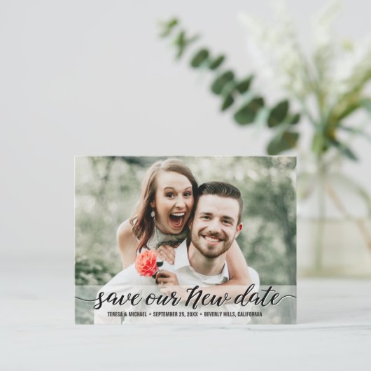 Aangepast Opslaan als nieuwe datum bruiloft uitste Briefkaart (Staand voorkant)