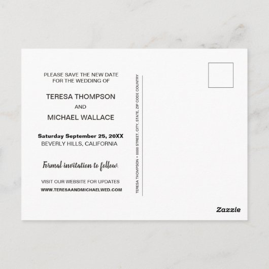 Aangepast Opslaan als nieuwe datum bruiloft uitste Briefkaart (Achterkant)