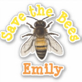 Aangepast Opslaan van bijen Sticker (Voorkant)