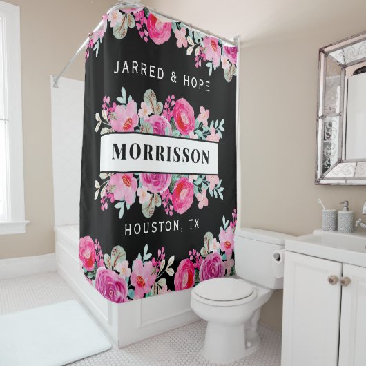 Aangepast opvulvenster Helderroze Waterverf Douchegordijn (In situ)