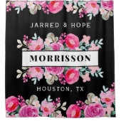 Aangepast opvulvenster Helderroze Waterverf Douchegordijn (Voorkant)