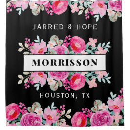 Aangepast opvulvenster Helderroze Waterverf Douchegordijn