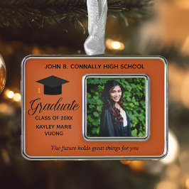 Aangepast Oranje Afstuderen Inspirerend citaat  Verzilverd Omlijst Ornament