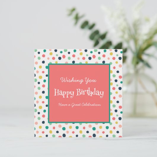 Aangepast Oranje Blauwgroen Stip op jaardag Wit sc (Staand voorkant)