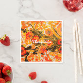 Aangepast Oranje bloemen uit de middeleeuwen Geel  Servet (Insitu)