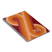 Aangepast Oranje, donker maroon Red Retro-kunstpat Notitieboek (Rechterzijde)