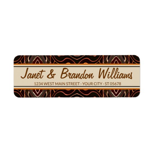 Aangepast Oranje donkerbruin model Deco Pattern Etiket (Voorkant)