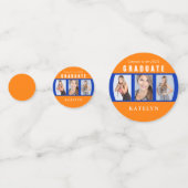 Aangepast Oranje en blauw Afstuderen fotocollage Confetti (Achterkanten)
