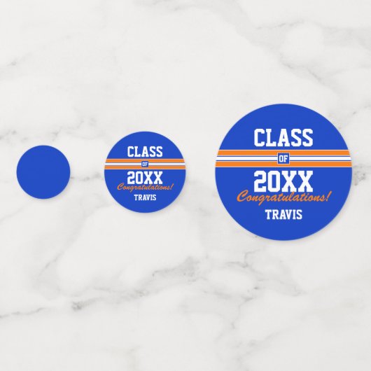 Aangepast Oranje en blauw Afstuderen gefeliciteerd Confetti (Voorkanten)