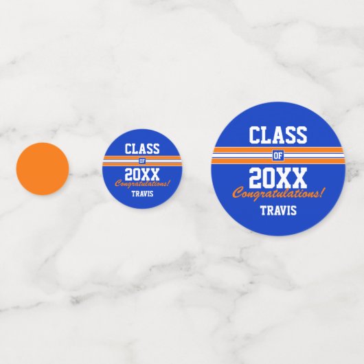 Aangepast Oranje en blauw Afstuderen gefeliciteerd Confetti (Achterkanten)