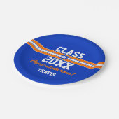 Aangepast Oranje en blauw Afstuderen gefeliciteerd Papieren Bordje (Gekanteld)