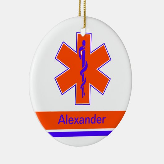 Aangepast Oranje en blauw levensbegin Keramisch Ornament (Rechts)