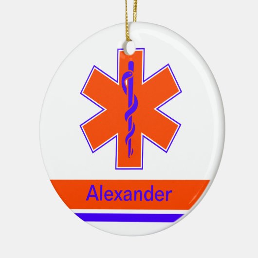 Aangepast Oranje en blauw levensbegin Keramisch Ornament (Links)