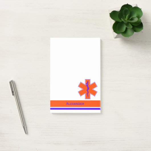 Aangepast Oranje en blauw levensbegin Post-it® Notes (Kantoor)