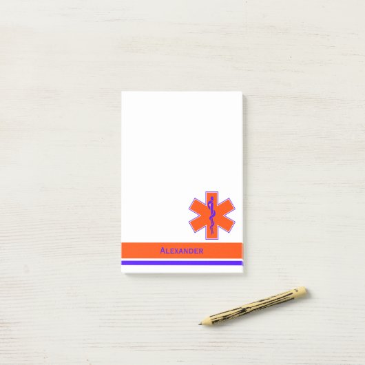 Aangepast Oranje en blauw levensbegin Post-it® Notes (Op bureau)