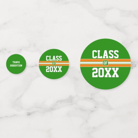 Aangepast Oranje en Groen Afstuderen Gefeliciteerd Confetti (Voorkanten)