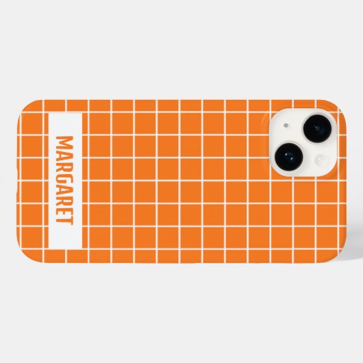 Aangepast Oranje en witte tegel blokkeert Case-Mate iPhone Case (Achterkant (horizontaal))