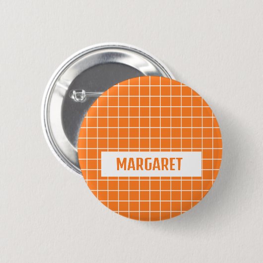 Aangepast Oranje en witte tegel blokkeert Ronde Button 5,7 Cm (Voorkant /achterkant)