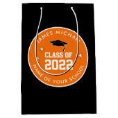 Aangepast Oranje en zwart Afstuderen Medium Cadeauzakje (Voorkant)