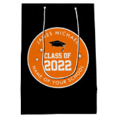 Aangepast Oranje en zwart Afstuderen Medium Cadeauzakje (Achterkant)