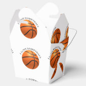 Aangepast oranje en zwart leder basketbal bedankdoosjes (Geopend)