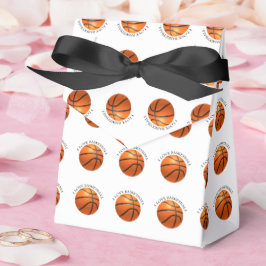 Aangepast oranje en zwart leder basketbal bedankdoosjes
