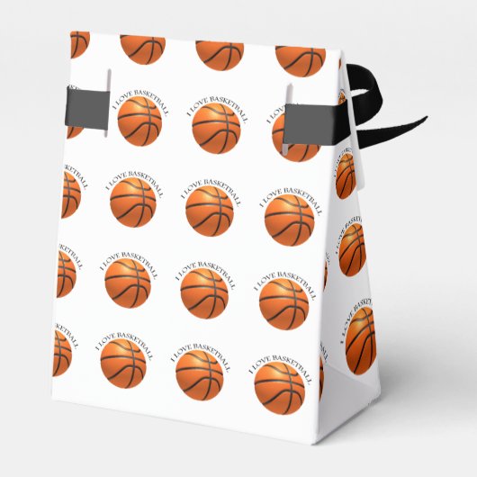 Aangepast oranje en zwart leder basketbal bedankdoosjes (Achterkant)