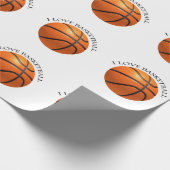 Aangepast oranje en zwart leder basketbal cadeaupapier (Hoek)