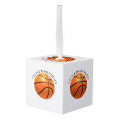 Aangepast oranje en zwart leder basketbal kubus ornament (Achter hoekig)