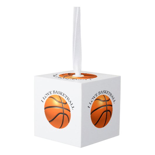 Aangepast oranje en zwart leder basketbal kubus ornament (Achter hoekig)