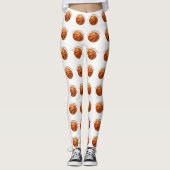 Aangepast oranje en zwart leder basketbal leggings (Voorkant)