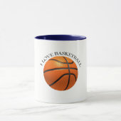 Aangepast oranje en zwart leder basketbal mok (Midden)
