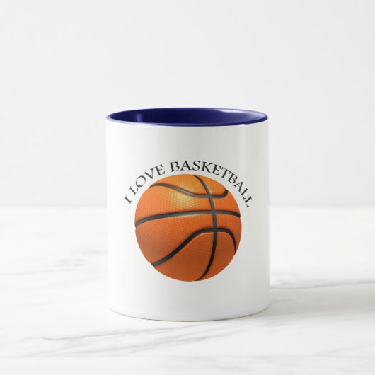Aangepast oranje en zwart leder basketbal mok (Midden)