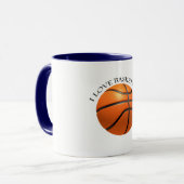 Aangepast oranje en zwart leder basketbal mok (Voorkant links)