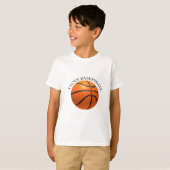Aangepast oranje en zwart leder basketbal t-shirt (Voorkant volledig)