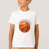 Aangepast oranje en zwart leder basketbal t-shirt (Voorkant)
