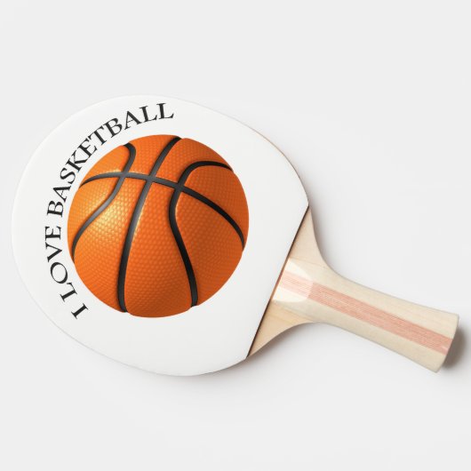 Aangepast oranje en zwart leder basketbal tafeltennisbatje (Zijkant)