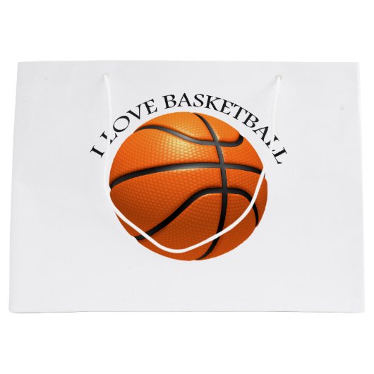 Aangepast oranje en zwart lederen basketbal grote  groot cadeauzakje (Voorkant)