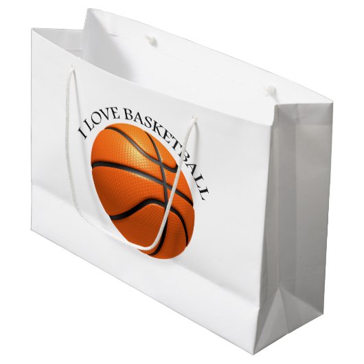 Aangepast oranje en zwart lederen basketbal grote  groot cadeauzakje (Voorkant Gekanteld)