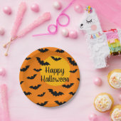 Aangepast oranje en zwarte vleermuizen Halloween p Papieren Bordje (Feest)