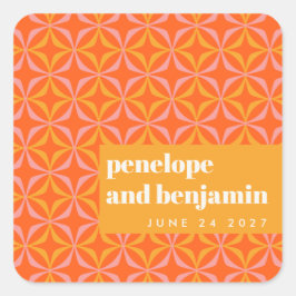 Aangepast Oranje geel bandje met tipografie Vierkante Sticker