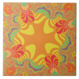 Aangepast Oranje geel kruis grote tegel Tegeltje