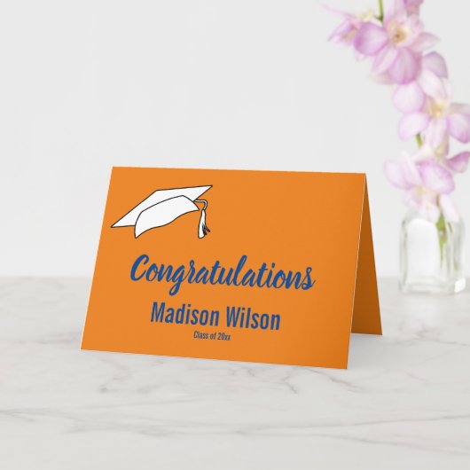 Aangepast Oranje Gefeliciteerd met Afstuderen Kaar Kaart (Orchidee)