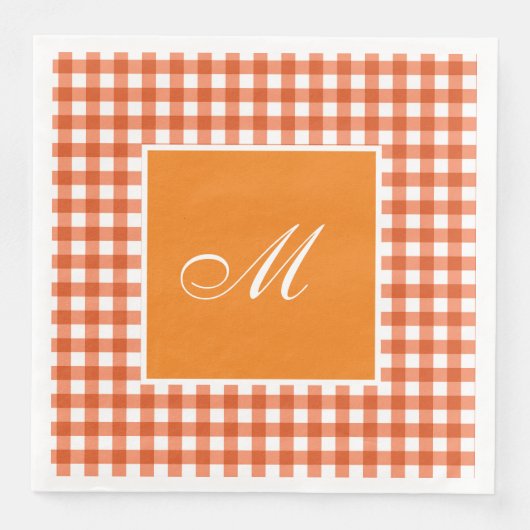 Aangepast Oranje Gingham Plaid Servet (Voorkant)