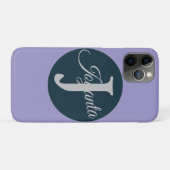 Aangepast oranje grijs blauw Monogram Elegant Case-Mate iPhone Case (Achterkant (horizontaal))