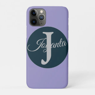 Aangepast oranje grijs blauw Monogram Elegant Case-Mate iPhone Case